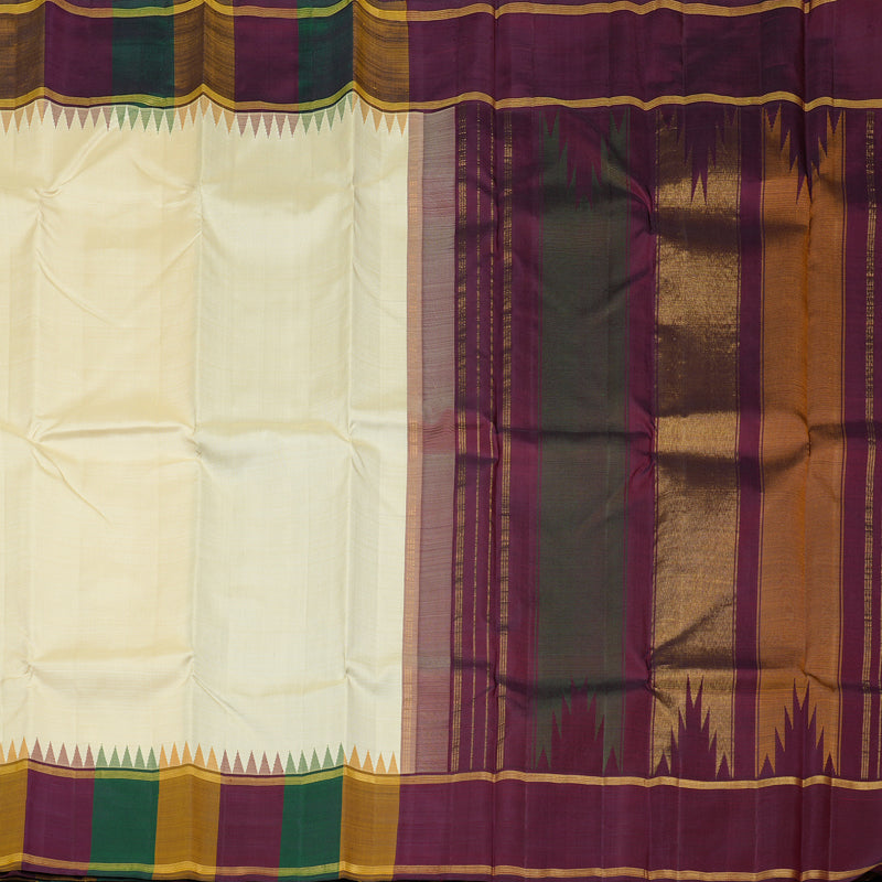 Hayagrivas Handloom Kanjivaram Silk Saree in Radiant Half White KBE45D7-1