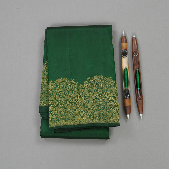 Hayagrivas Handloom Pure Kanjivaram Silk Saree in Charming Bottle Green KBE462F3-1