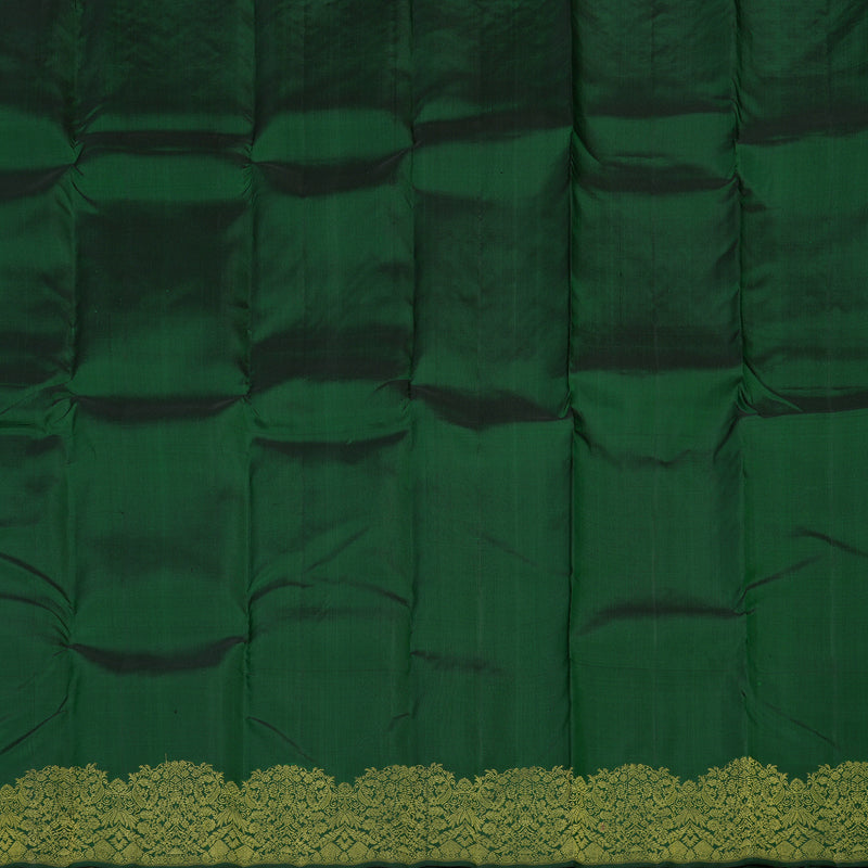Hayagrivas Handloom Pure Kanjivaram Silk Saree in Charming Bottle Green KBE462F3-1