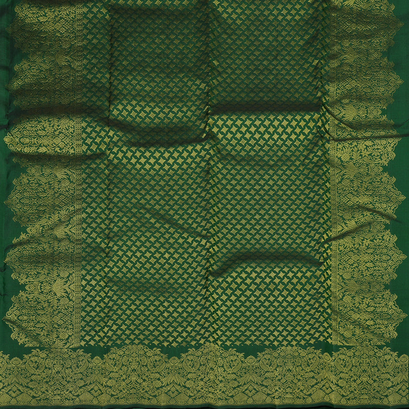 Hayagrivas Handloom Pure Kanjivaram Silk Saree in Charming Bottle Green KBE462F3-1