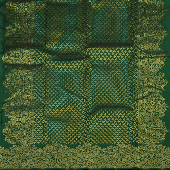 Hayagrivas Handloom Pure Kanjivaram Silk Saree in Charming Bottle Green KBE462F3-1