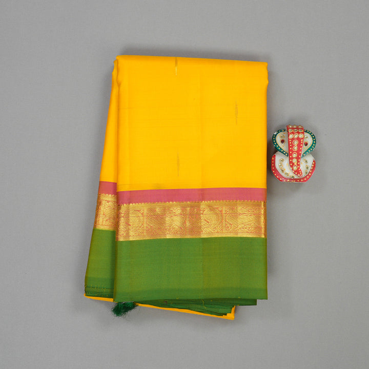 Hayagrivas Handloom Pure Kanjivaram Silk Saree in Attractive Yellow KBE462F6-3