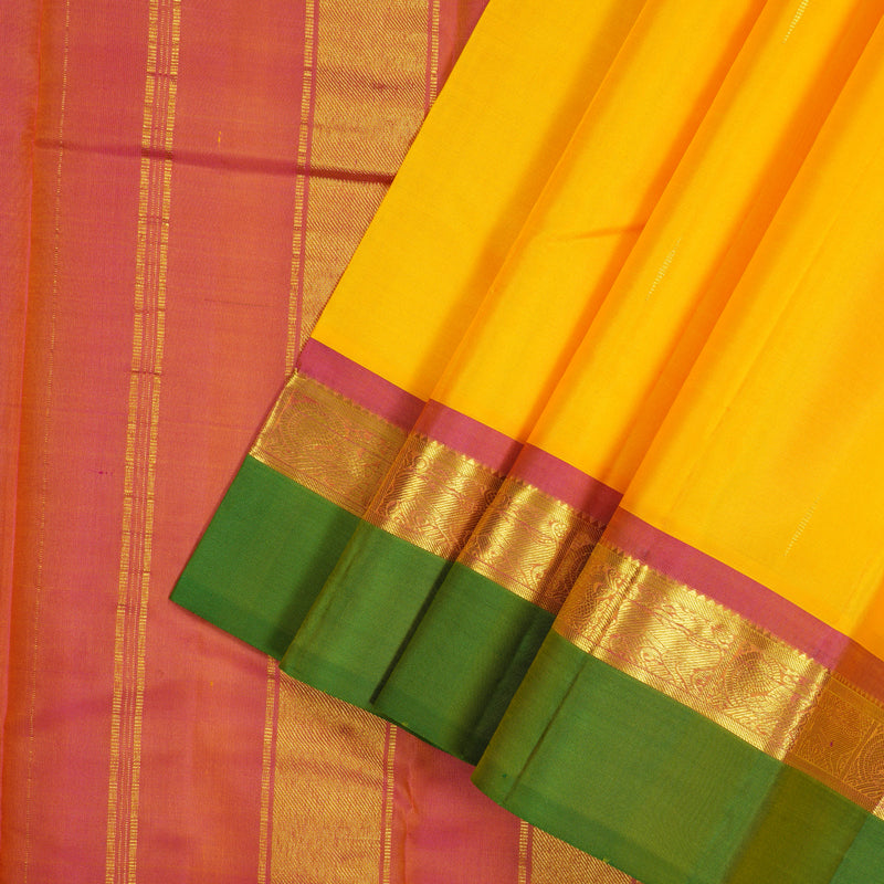 Hayagrivas Handloom Pure Kanjivaram Silk Saree in Attractive Yellow KBE462F6-3