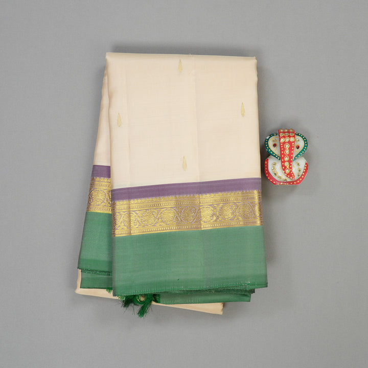 Hayagrivas Handloom Pure Kanjivaram Silk Saree in Elegant Half White KBE462F6-5