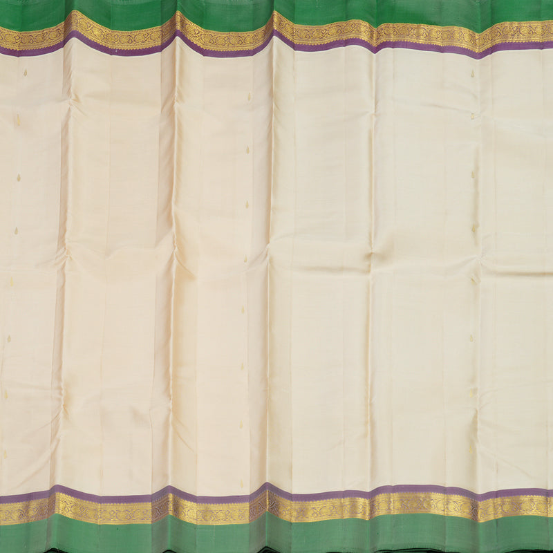 Hayagrivas Handloom Pure Kanjivaram Silk Saree in Elegant Half White KBE462F6-5