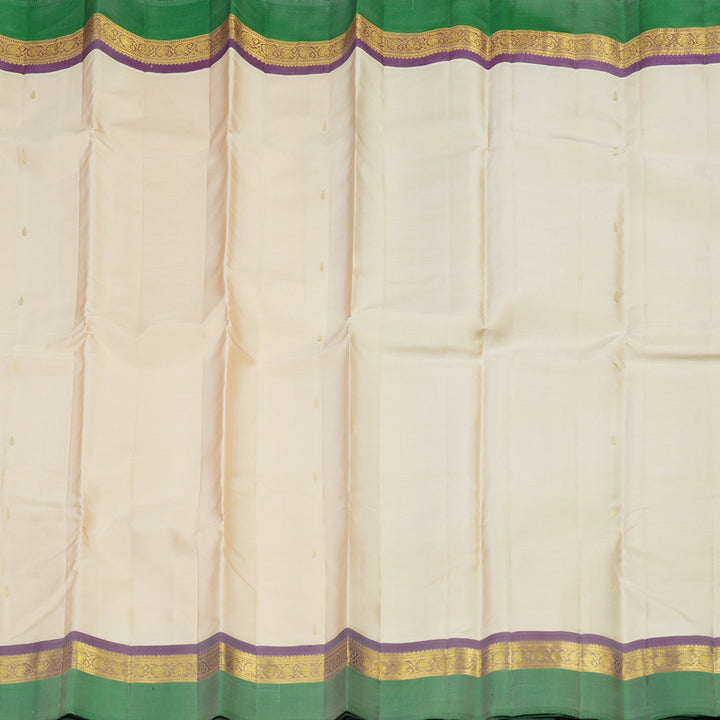 Hayagrivas Handloom Pure Kanjivaram Silk Saree in Elegant Half White KBE462F6-5