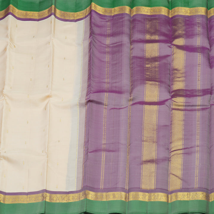 Hayagrivas Handloom Pure Kanjivaram Silk Saree in Elegant Half White KBE462F6-5
