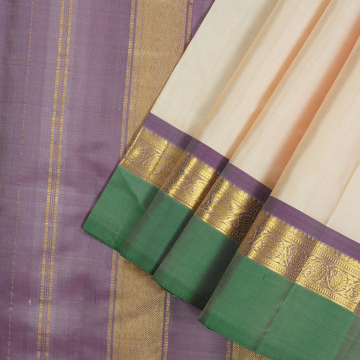 Hayagrivas Handloom Pure Kanjivaram Silk Saree in Elegant Half White KBE462F6-5