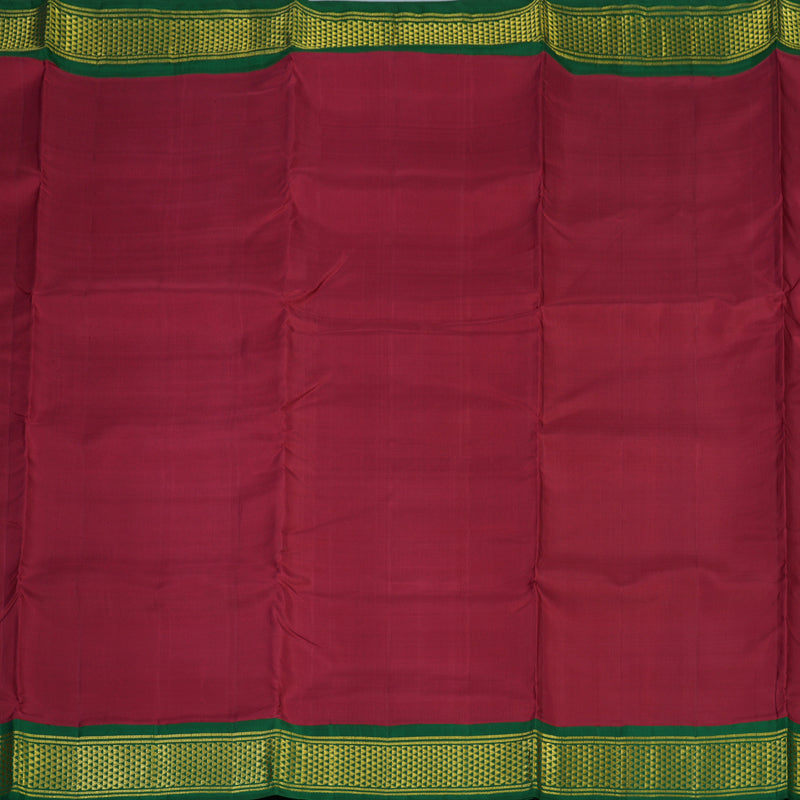 Hayagrivas Handloom Maroon Ten Yards Silk Saree with Bottle Green Border KBE463F1-13