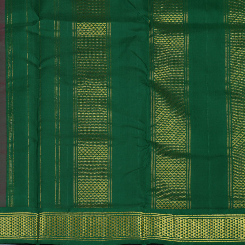 Hayagrivas Handloom Maroon Ten Yards Silk Saree with Bottle Green Border KBE463F1-13