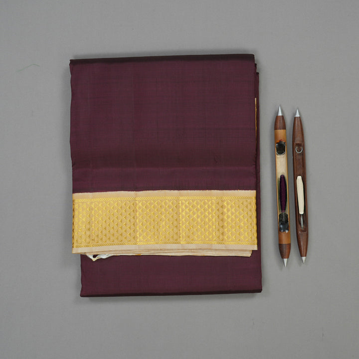 Hayagrivas Deep Wine Pure Ten Yards Silk Madisar with Ivory border KBE463F1-18
