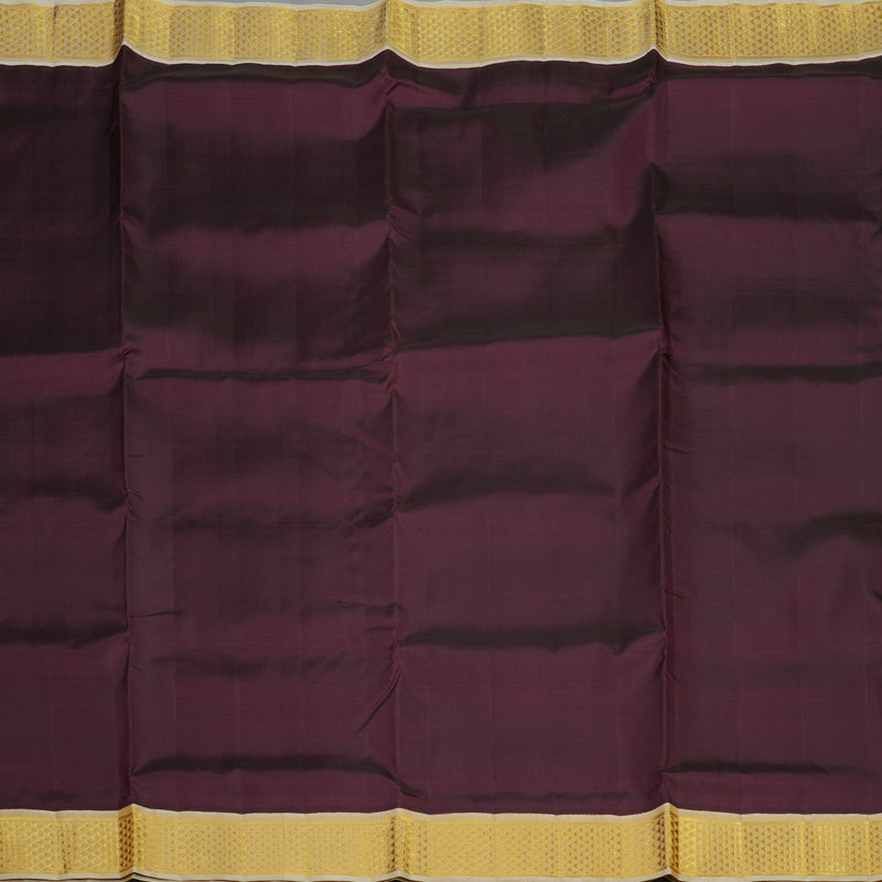 Hayagrivas Deep Wine Pure Ten Yards Silk Madisar with Ivory border KBE463F1-18