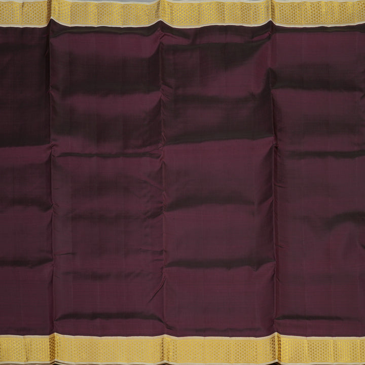 Hayagrivas Deep Wine Pure Ten Yards Silk Madisar with Ivory border KBE463F1-18