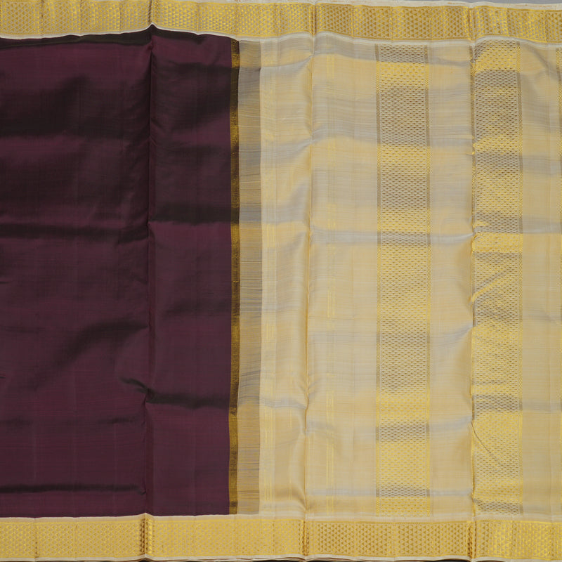 Hayagrivas Deep Wine Pure Ten Yards Silk Madisar with Ivory border KBE463F1-18