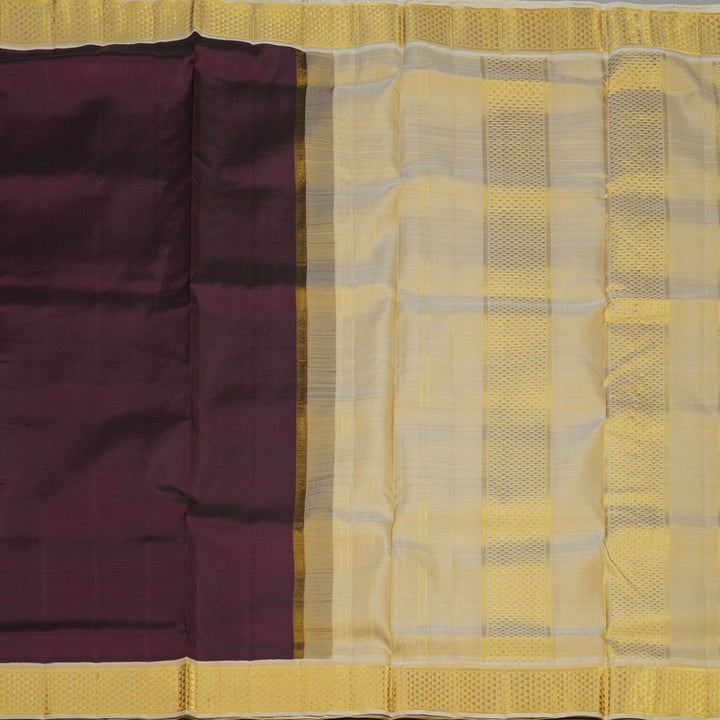 Hayagrivas Deep Wine Pure Ten Yards Silk Madisar with Ivory border KBE463F1-18