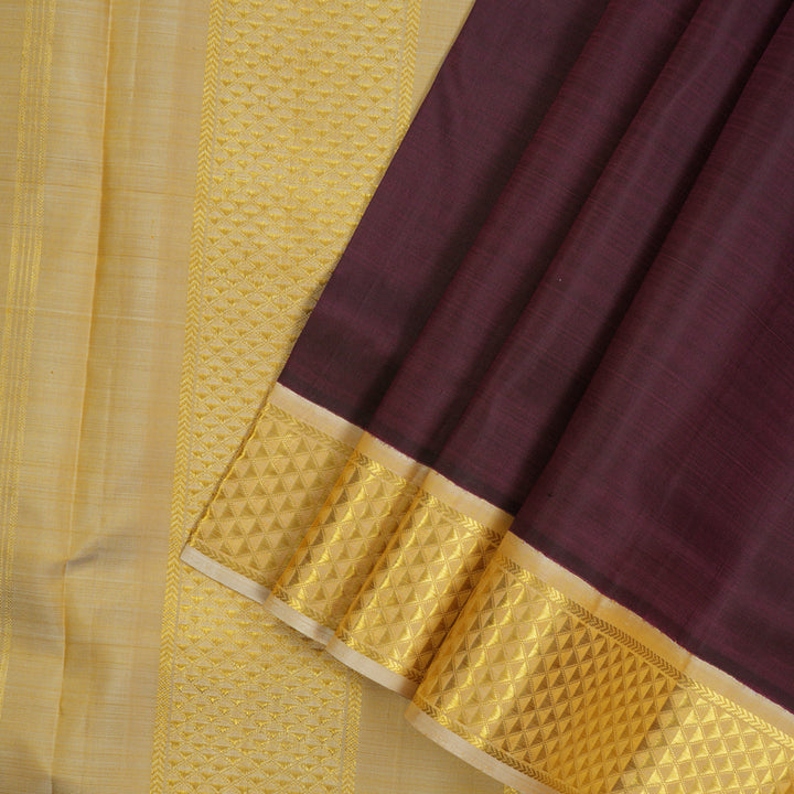 Hayagrivas Deep Wine Pure Ten Yards Silk Madisar with Ivory border KBE463F1-18