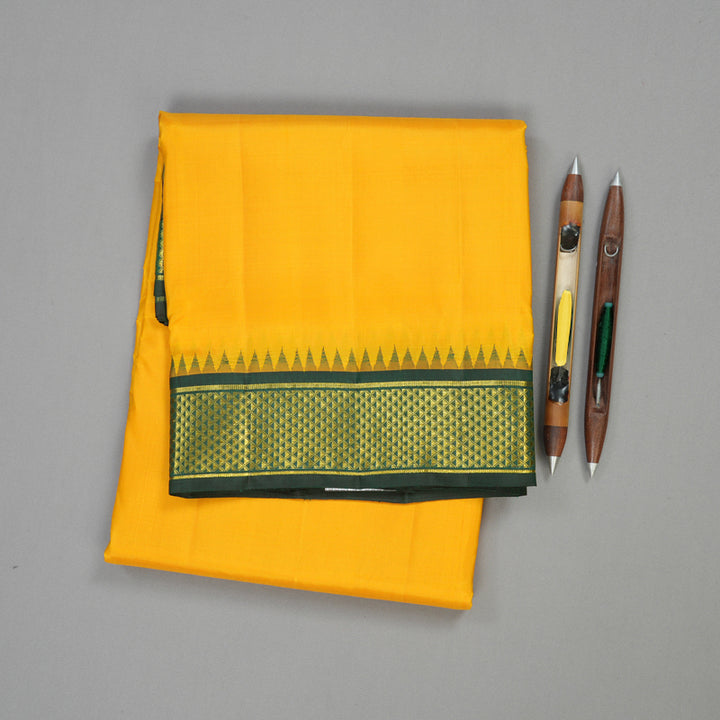 Hayagrivas Handloom Ten Yards Silk Saree in Gleaming Yellow KBE463F3-2