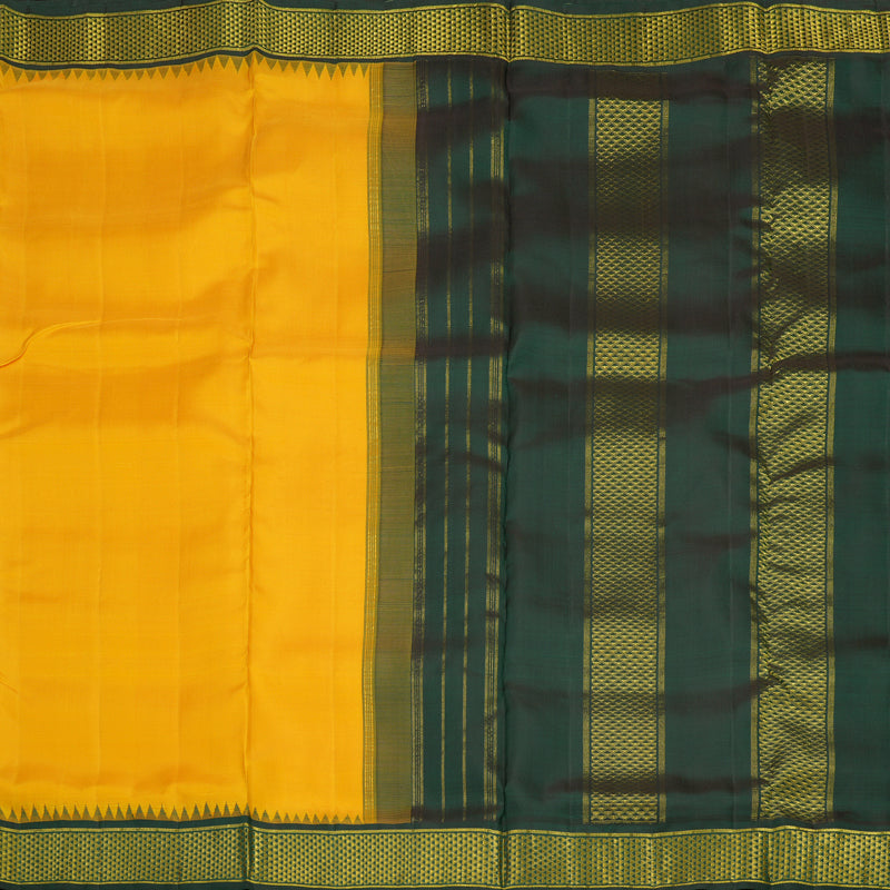 Hayagrivas Handloom Ten Yards Silk Saree in Gleaming Yellow KBE463F3-2