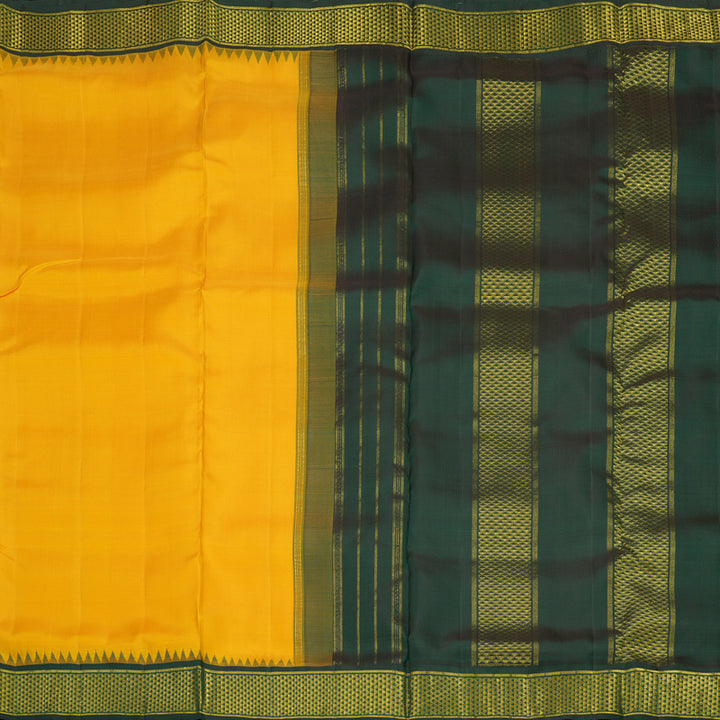 Hayagrivas Handloom Ten Yards Silk Saree in Gleaming Yellow KBE463F3-2