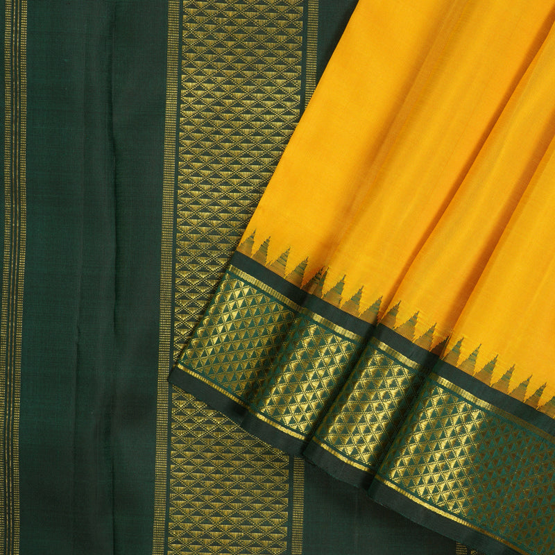 Hayagrivas Handloom Ten Yards Silk Saree in Gleaming Yellow KBE463F3-2