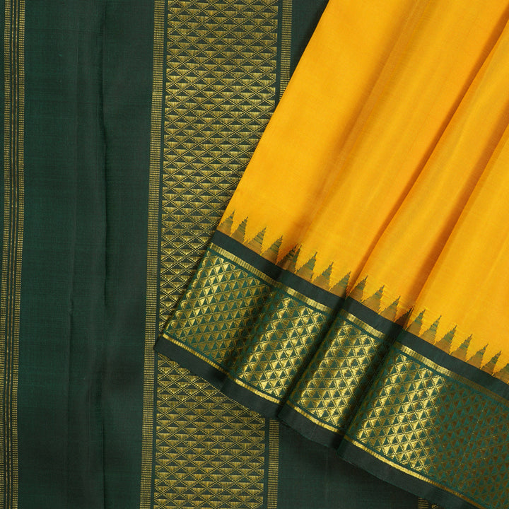 Hayagrivas Handloom Ten Yards Silk Saree in Gleaming Yellow KBE463F3-2