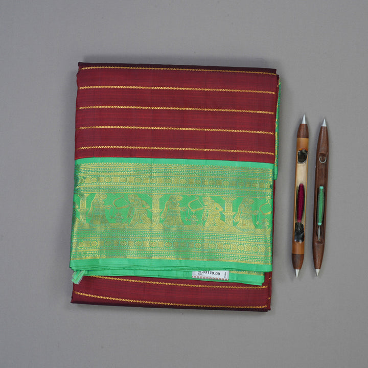 Hayagrivas Handloom Maroon Ten Yards Silk Madisar KBE463F8-1