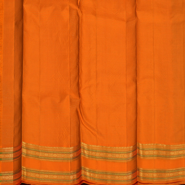 Hayagrivas Handloom Deep Violet Kanjivaram Silk Saree with Orange Border KBE464F2-1