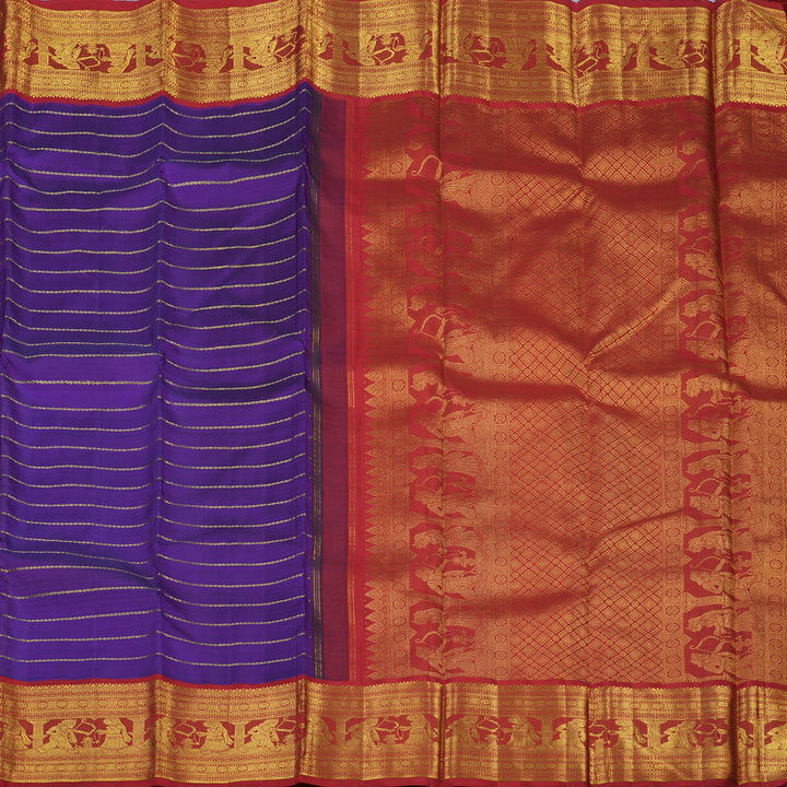 Hayagrivas Handloom Purple Kanjivaram Silk Saree with Red Border KBE464F4-1