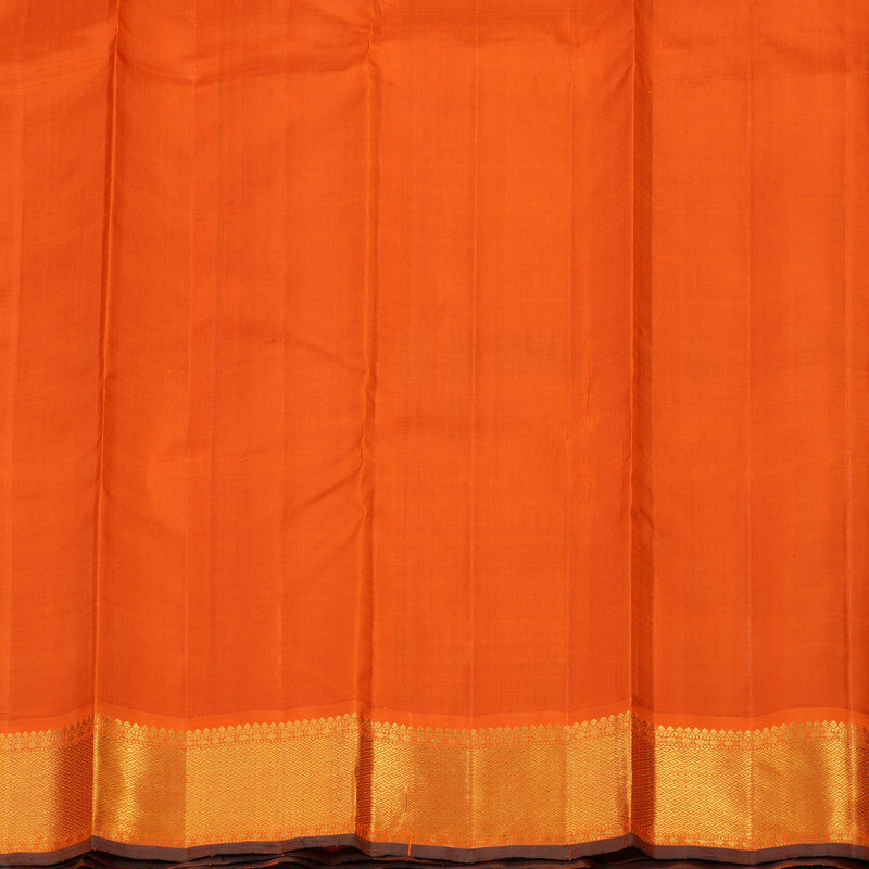 Hayagrivas Handloom Bottle Green Kanjivaram Silk Saree with Orange Border KBE464F7-1