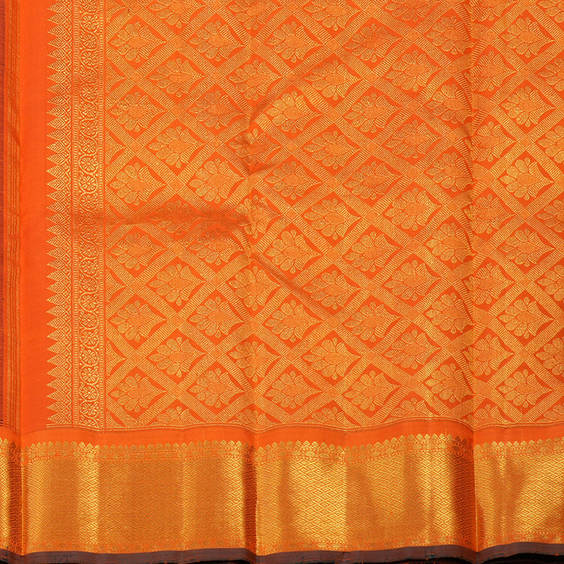 Hayagrivas Handloom Bottle Green Kanjivaram Silk Saree with Orange Border KBE464F7-1