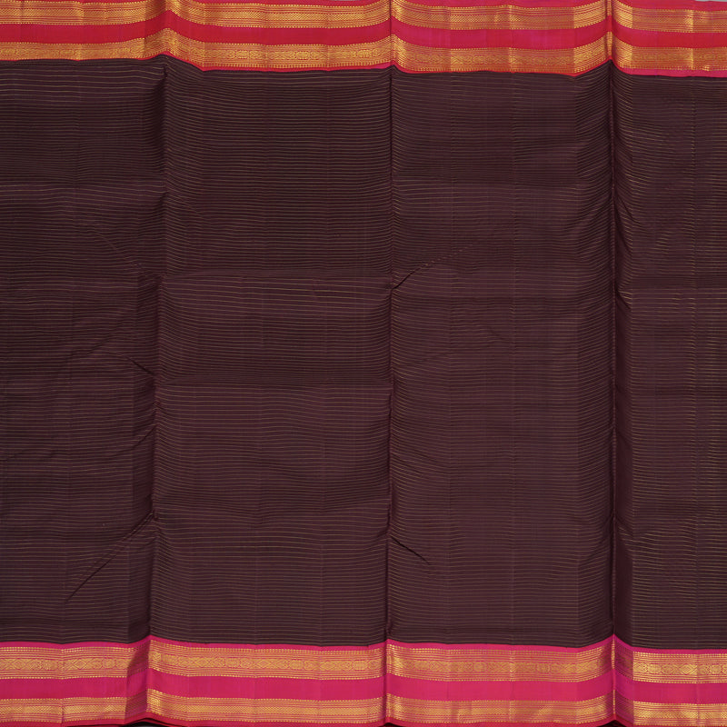 Hayagrivas Handloom Ten Yards Silk Saree in Intense Dark Brown KBE465F13-2