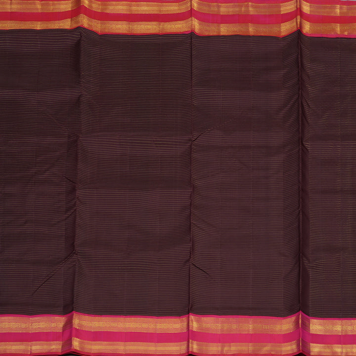Hayagrivas Handloom Ten Yards Silk Saree in Intense Dark Brown KBE465F13-2