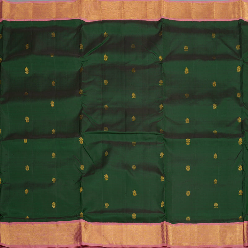 Hayagrivas Handloom Ten Yards Silk Saree in Majestic Bottle Green KBE465F15-1