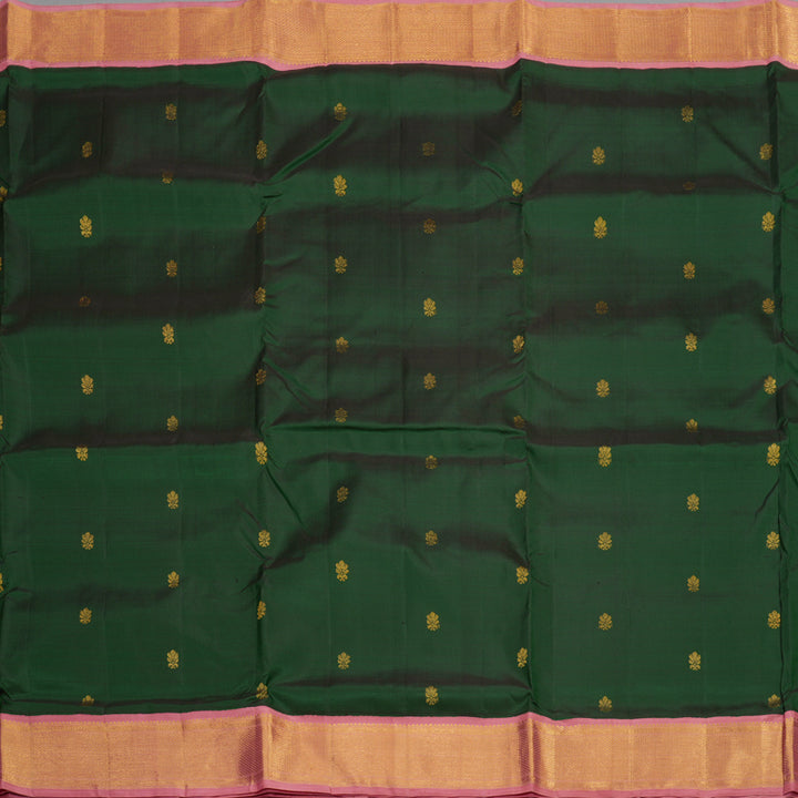 Hayagrivas Handloom Ten Yards Silk Saree in Majestic Bottle Green KBE465F15-1
