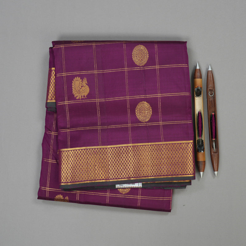 Hayagrivas Handloom Ten Yards Silk Saree in Opulent Dark Purple KBE465F4-2