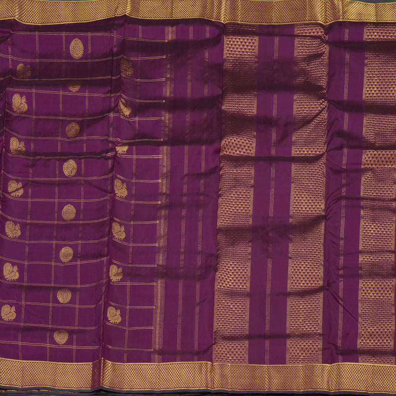 Hayagrivas Handloom Ten Yards Silk Saree in Opulent Dark Purple KBE465F4-2