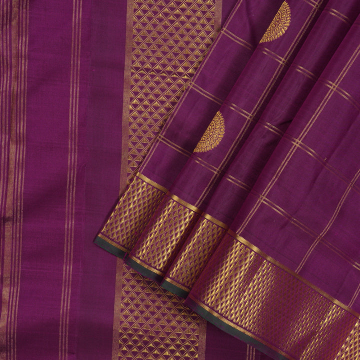 Hayagrivas Handloom Ten Yards Silk Saree in Opulent Dark Purple KBE465F4-2