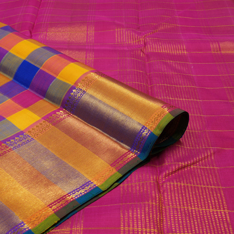 Hayagrivas Handloom Multicolour Checks Kanjivaram Silk Saree KBE466F5-2