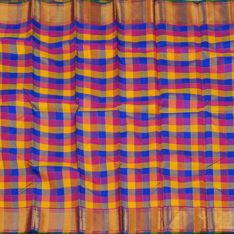 Hayagrivas Handloom Multicolour Checks Kanjivaram Silk Saree KBE466F5-2