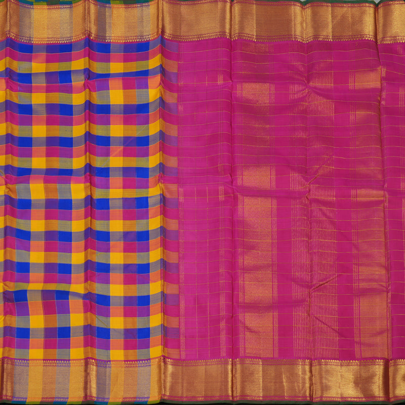 Hayagrivas Handloom Multicolour Checks Kanjivaram Silk Saree KBE466F5-2