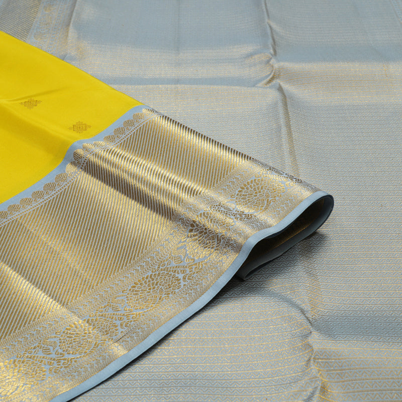 Hayagrivas Handloom kanjivaram silk saree in Lemon yellow KBE467F11-3