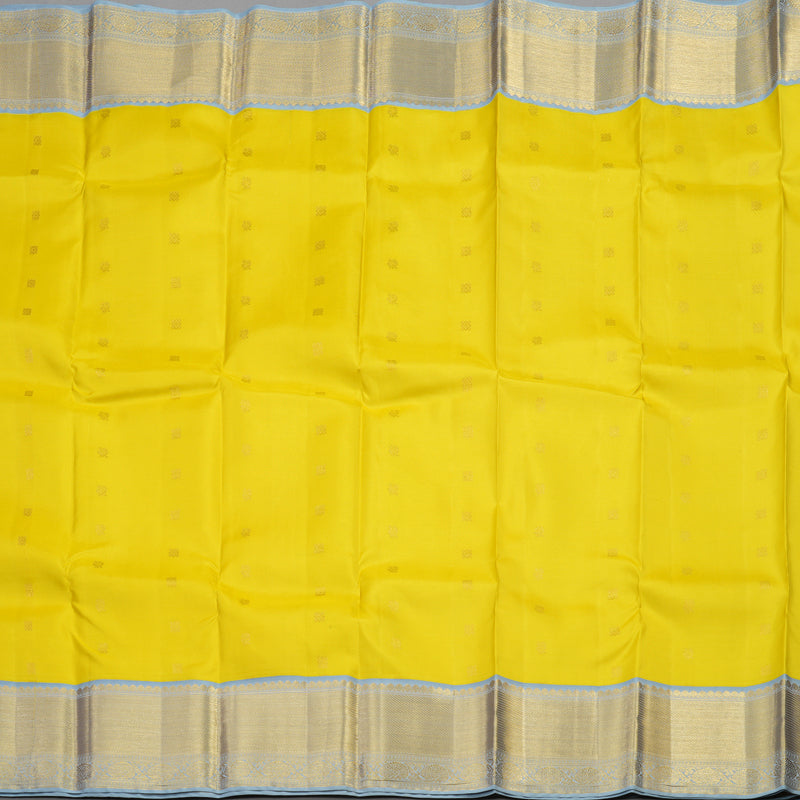 Hayagrivas Handloom kanjivaram silk saree in Lemon yellow KBE467F11-3