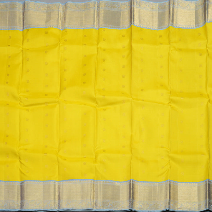 Hayagrivas Handloom kanjivaram silk saree in Lemon yellow KBE467F11-3