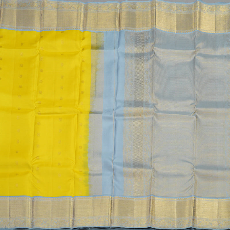 Hayagrivas Handloom kanjivaram silk saree in Lemon yellow KBE467F11-3