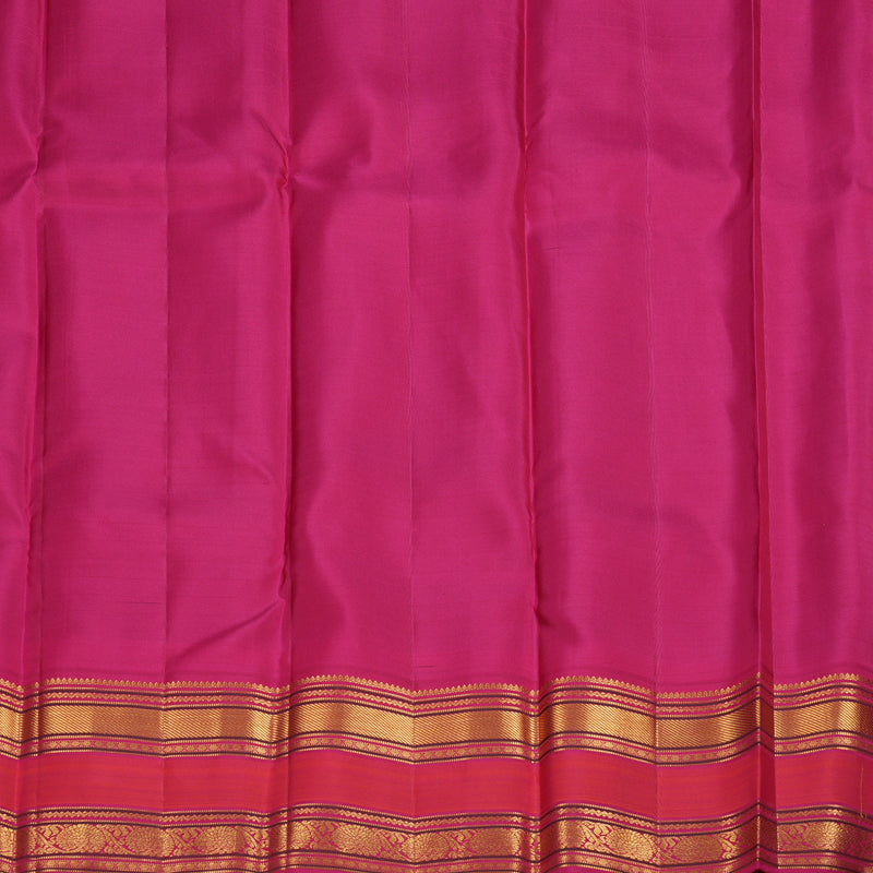 Hayagrivas Handloom Korvai Kanjivaram silk saree in Fluorescent green with orangish pink Rettapet border KBE467F4-2