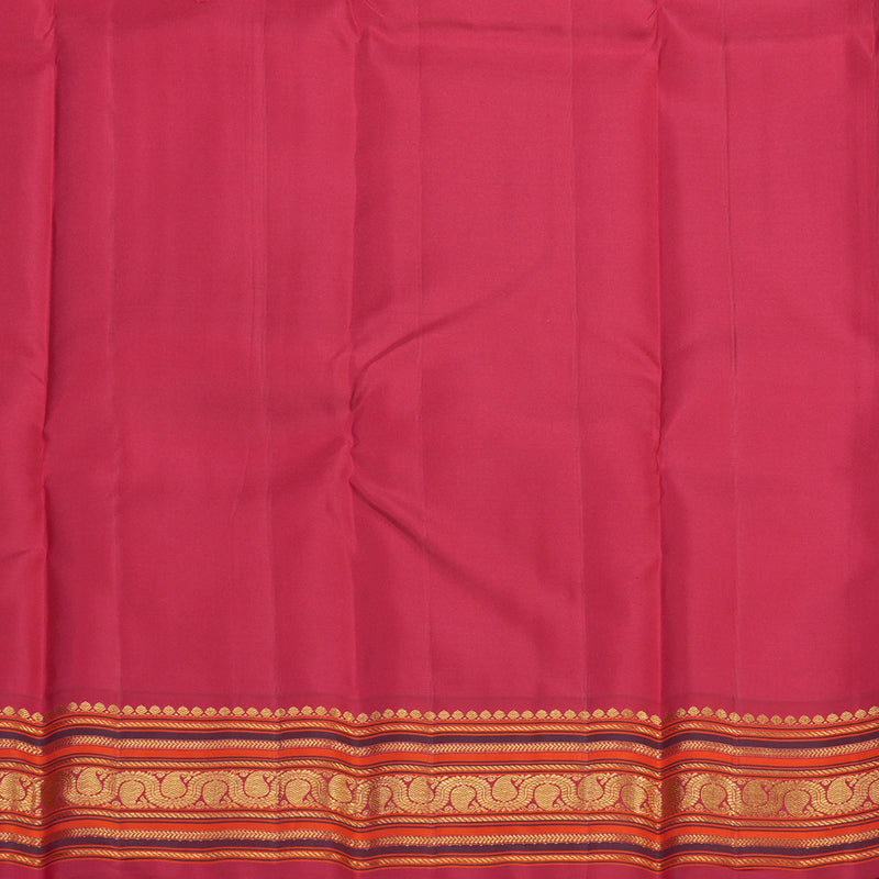 Hayagrivas Handloom Kanjivaram silk saree in Fluorescent Green with Korvai contrast KBE467F5-1