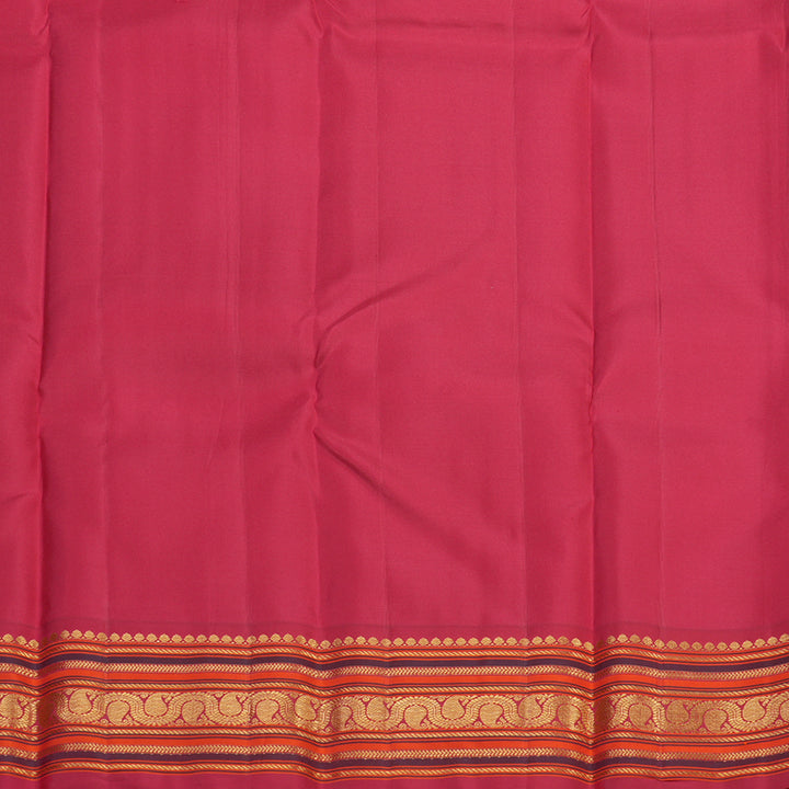 Hayagrivas Handloom Kanjivaram silk saree in Fluorescent Green with Korvai contrast KBE467F5-1