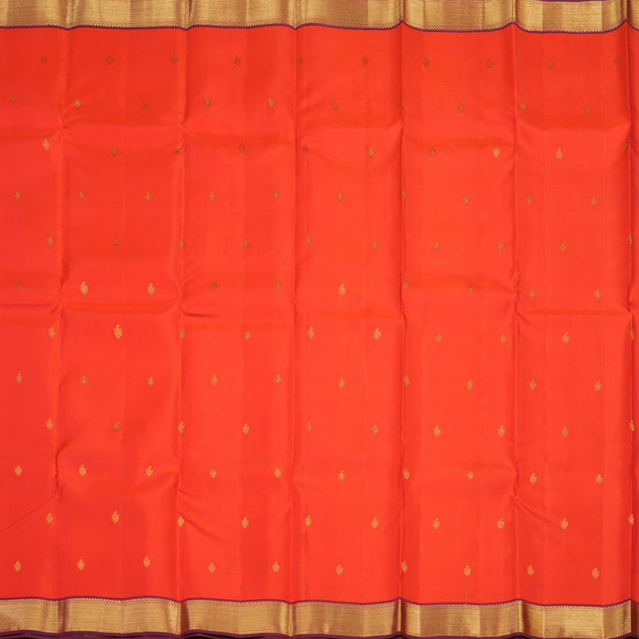 Hayagrivas Handloom Kanjivaram Silk Saree in Bright Orange KBE467F9-4
