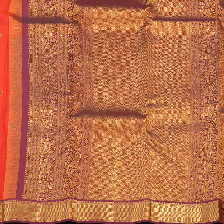 Hayagrivas Handloom Kanjivaram Silk Saree in Bright Orange KBE467F9-4