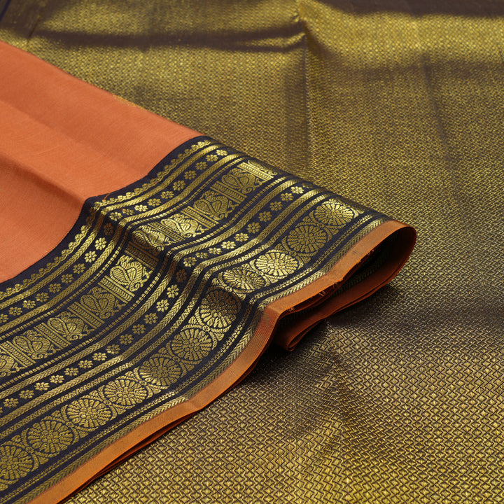 Hayagrivas Handloom Pure Kanjivaram Silk Saree in Whimsical Peach Orange KBE468F14-1